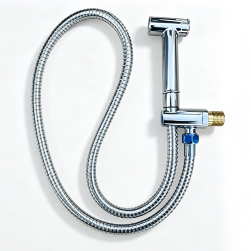 Set Penyembur Bidet Pegang Tangan Hot Sale Timur Tengah, Pistol Tekan Butang Loyang Bersalut Krom, Hos Keluli Tahan Karat 1.2M 304, Kit Sembur Tekanan Pembersihan Tandas Rumah
