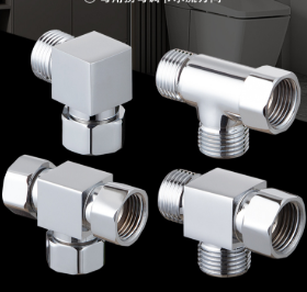 Loyang Pepejal G1/2 Penyambung 3 Hala, 1 Salur Masuk 2 Saluran Pemasang Paip Benang Perempuan