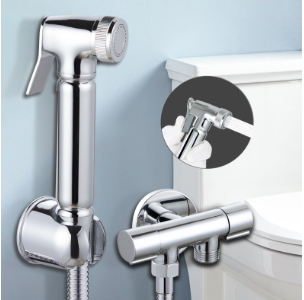 Penyembur Bidet Tangan Pepejal Loyang dengan Kepala Pancuran - Pistol Air Pembersihan Bilik Mandi Tekanan Tinggi