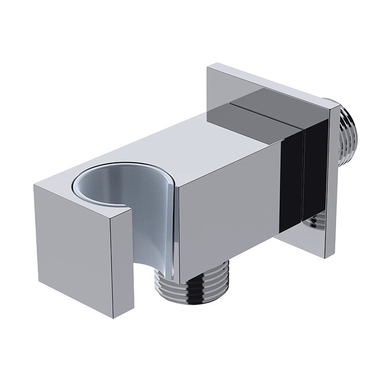 Injap Sudut Persegi Loyang Pepejal dengan Pendakap Pelekap, Injap Henti Alur Keluar Dinding Air Panas & Sejuk untuk Faucet