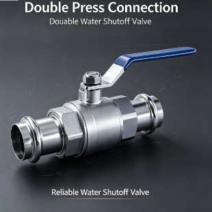 Keluli Tahan Karat Double Press Fit Ball Valve, Sambungan Tekan Port Penuh Tutup Injap dengan Pemegang Biru untuk Sistem Paip Paip Press Fit